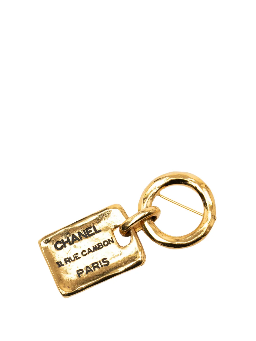 CHANEL Pre-Owned 20th Century Gold Plated Rue Cambon Tag Brooch costume brooch - Oro