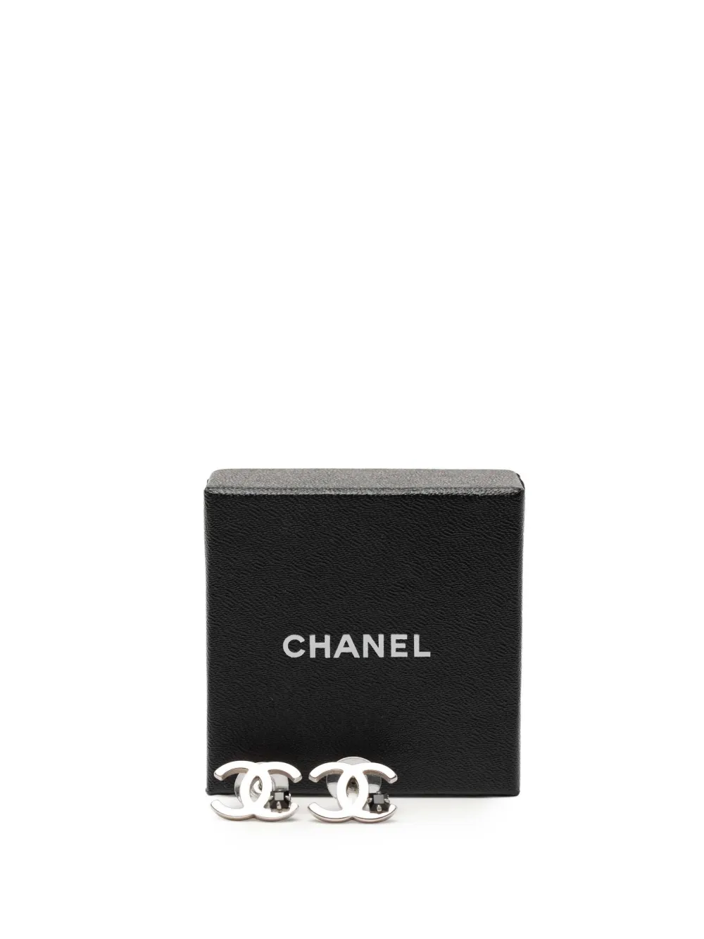 2005 Silver Plated Cc Rhinestone Push Back Earrings Costume Earrings