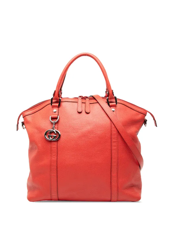 Gucci Pre-owned 2016-2025 Large Leather GG Charm Dome Satchel in Red