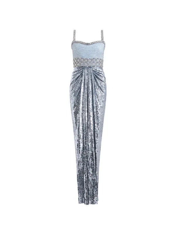 jenny packham silver sequin dress Jenny Packham Only You sequin-embellished Gown | Silver