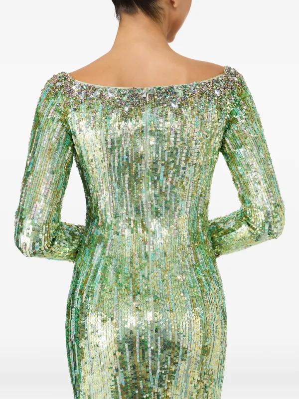 jenny packham green sequin dress Jenny Packham Marnie Sequin-embellished Gown