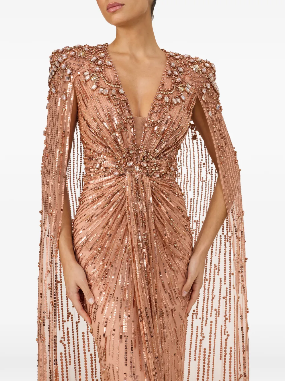 Jenny Packham Lotus Lady avondjurk verfraaid met kralen Roze