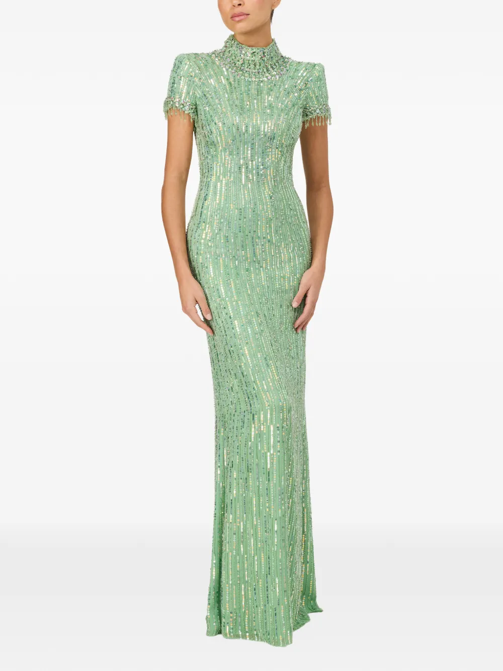 Jenny Packham Madeleine avondjurk met kralen Groen