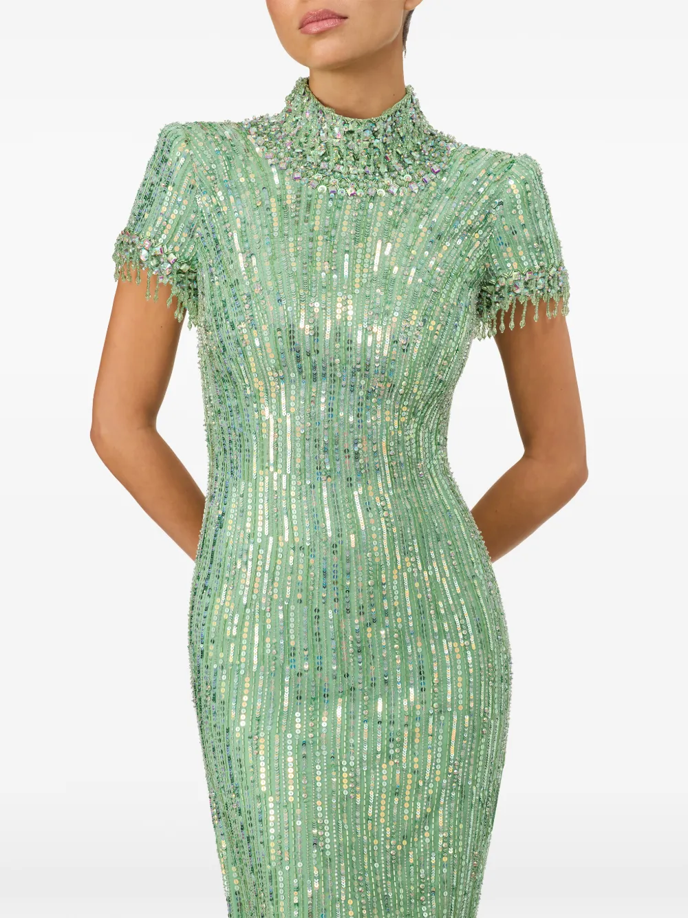 Jenny Packham Madeleine avondjurk met kralen Groen