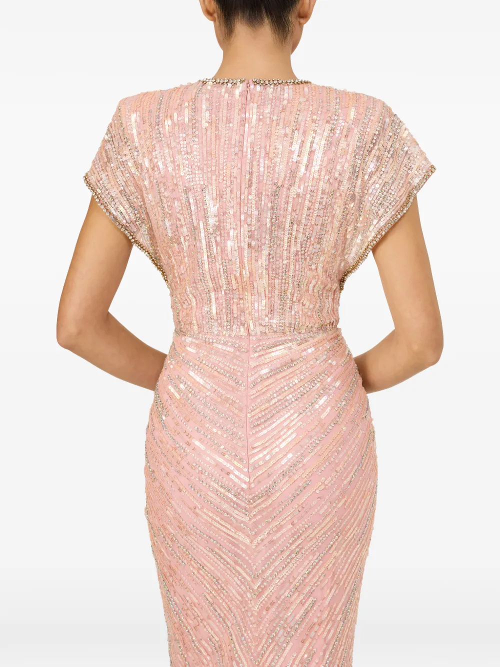 Jenny Packham Zola avondjurk verfraaid met kralen Roze
