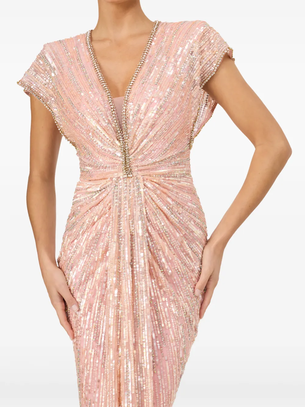 Jenny Packham Zola avondjurk verfraaid met kralen Roze