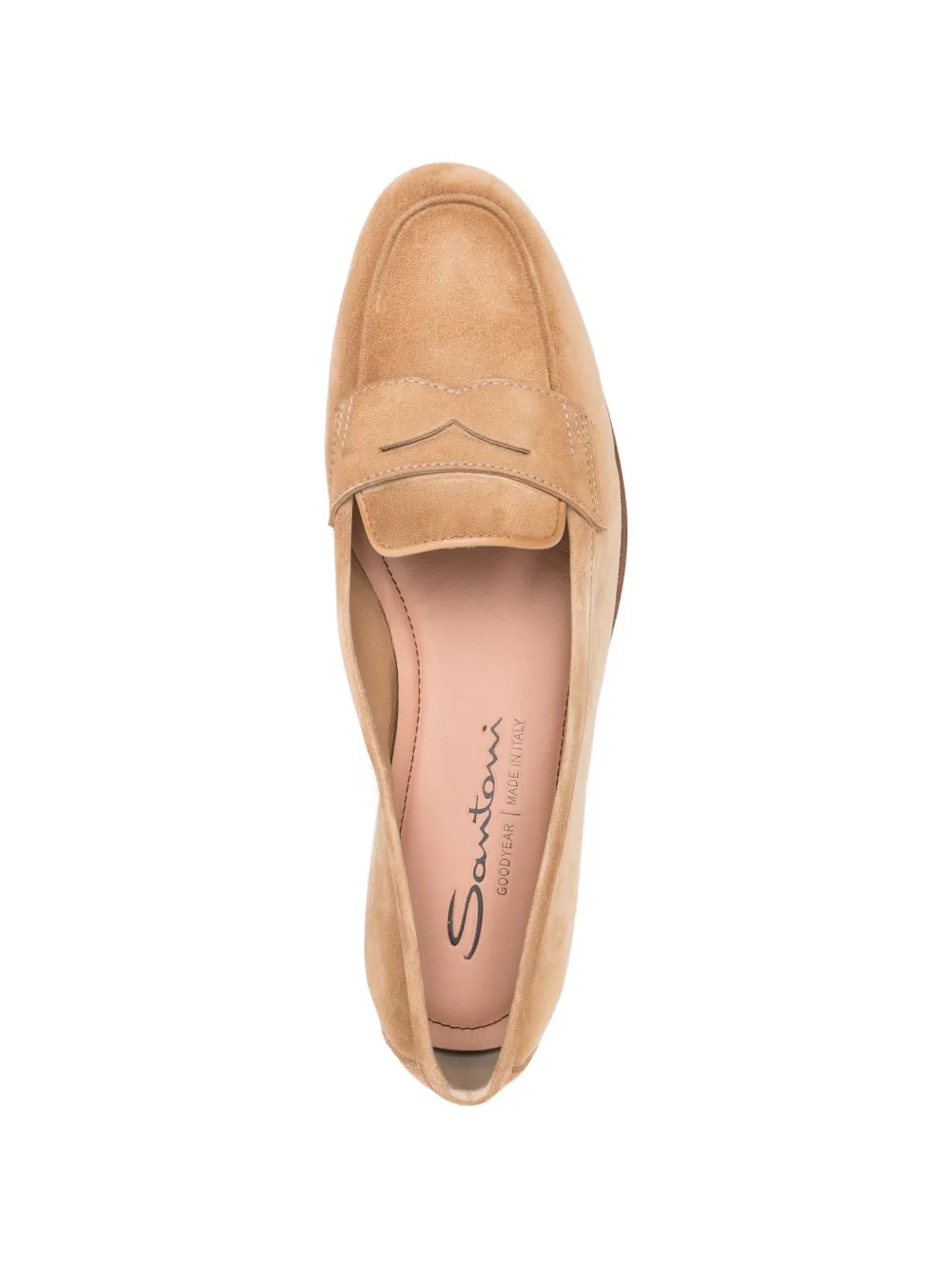 Santoni brown penny loafers Beige
