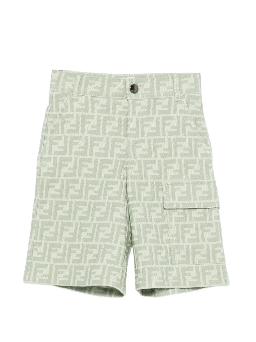 Fendi Kids logo-pattern cargo shorts - Verde