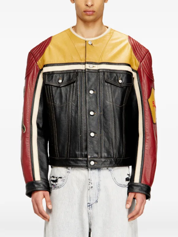 Diesel L-Coug-20th Leather Jacket | Black | FARFETCH IE