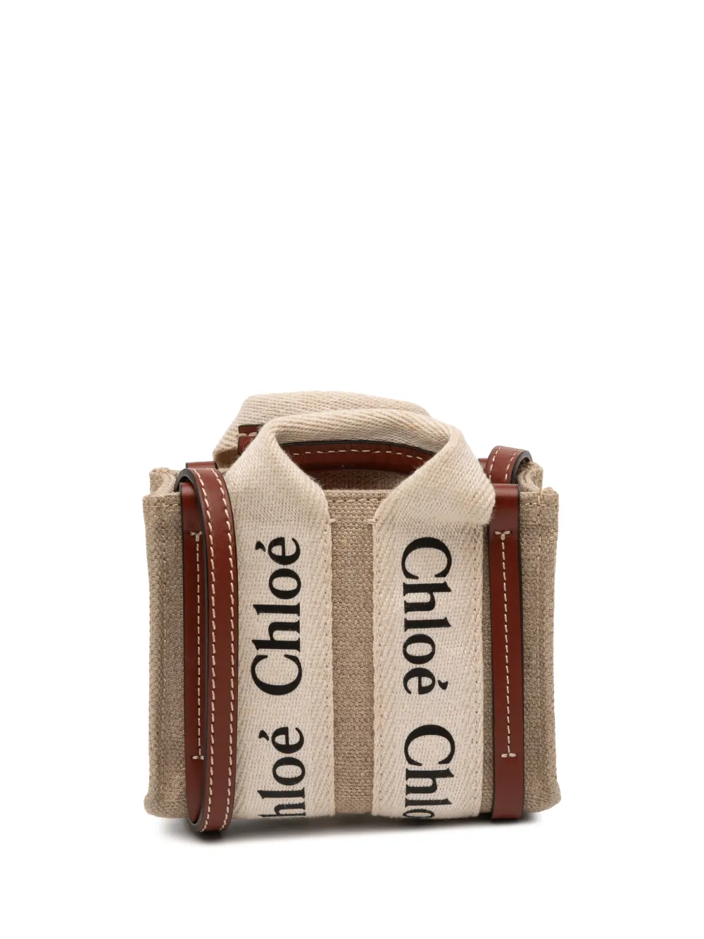 Chloé Pre-Owned Borsa a tracolla Nano Canvas Woody 2023 - Marrone