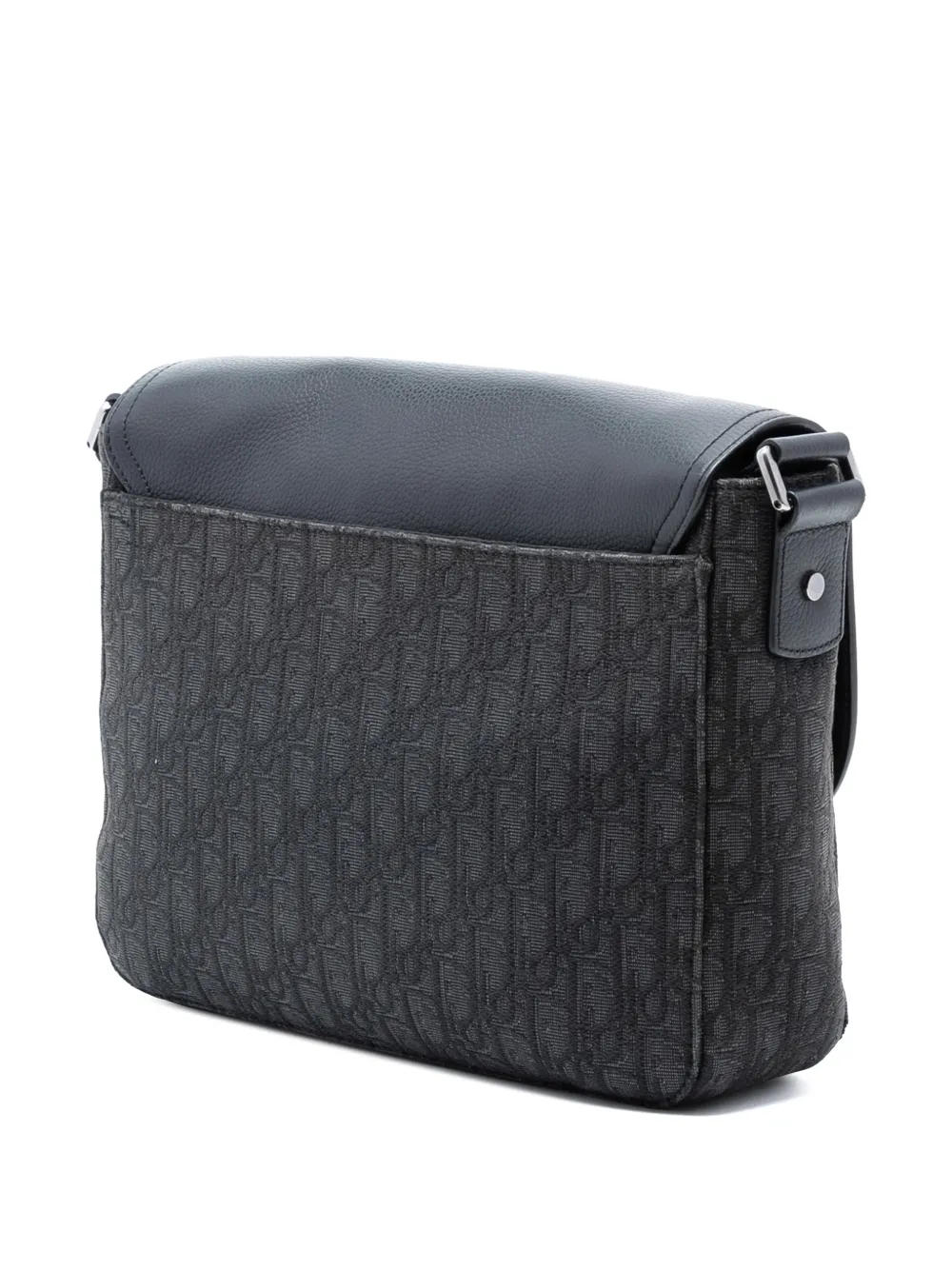 2023 Medium Oblique Canvas And Grained Calfskin Saddle Messenger Bag With Flap Crossbody Bag