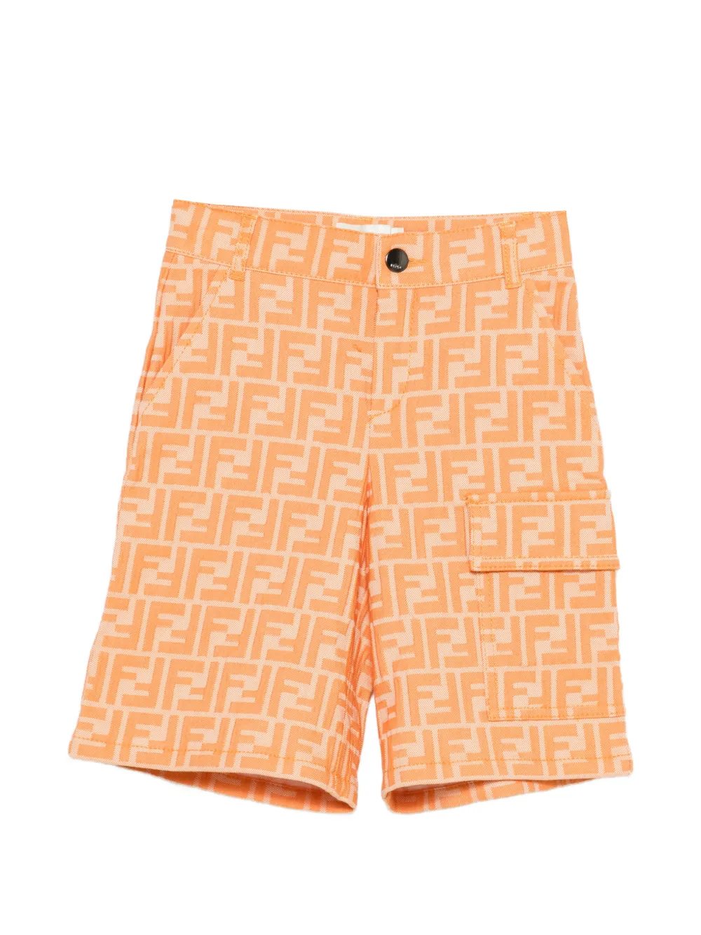 Fendi Kids logo-pattern cargo shorts - Arancione