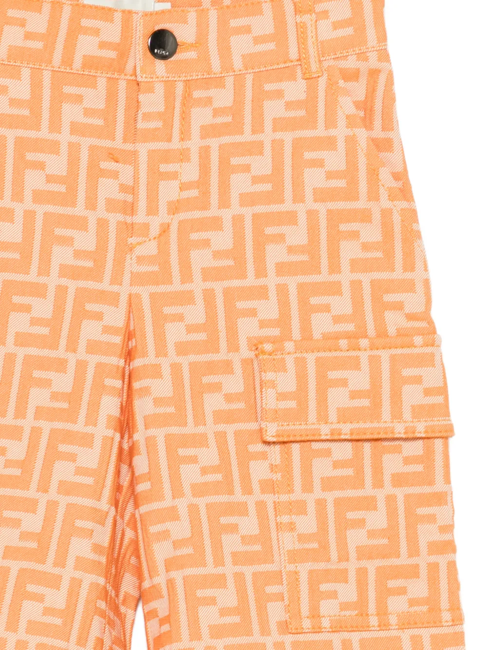  Fendi Kids Logo-pattern Cargo Shorts - Orange 