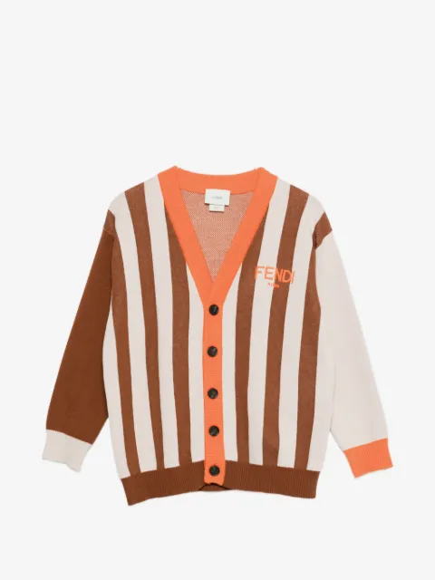 Fendi Kids striped V-neck cardigan