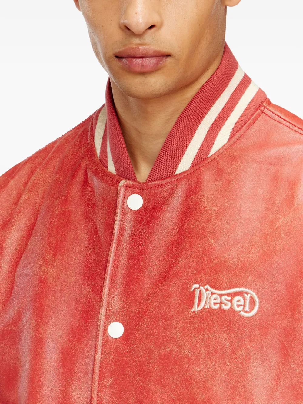 L-Difordi-20th striped-ribbed leather jacket