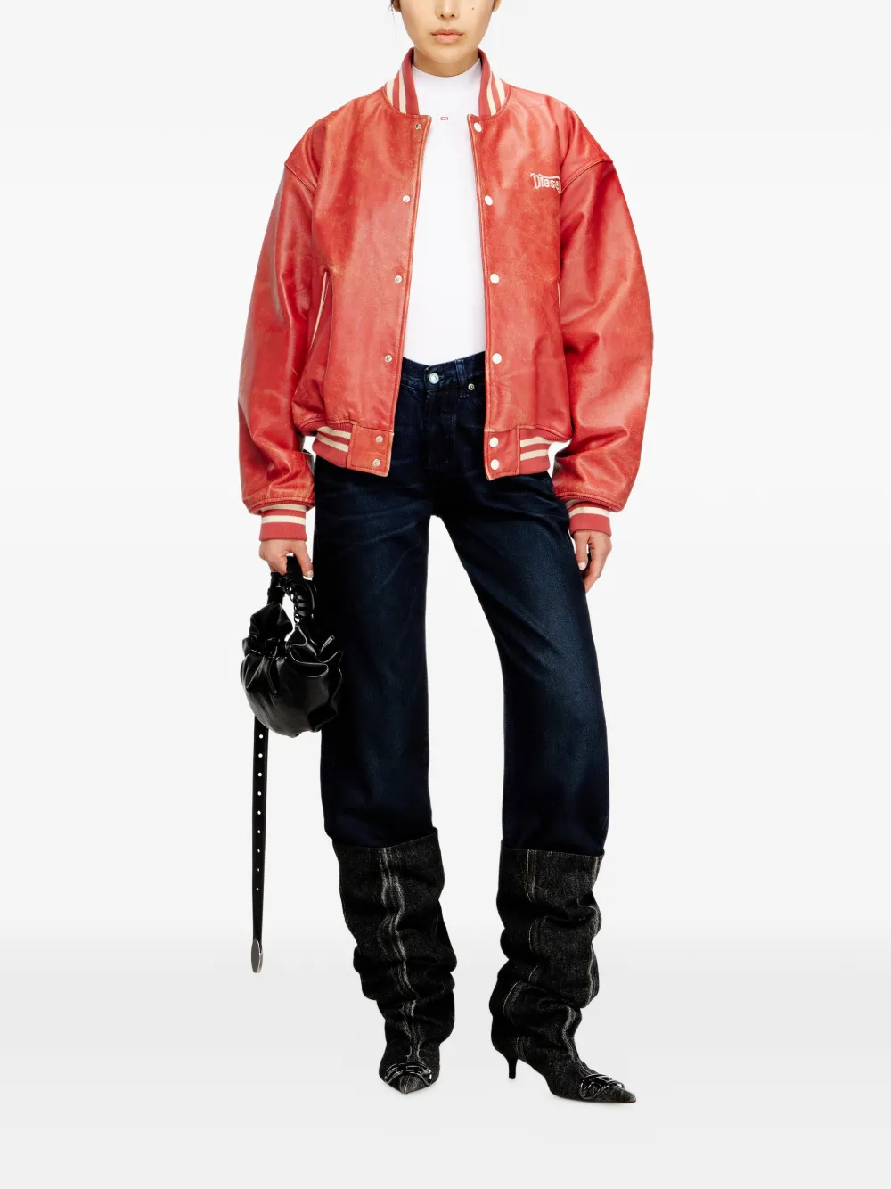 L-Difordi-20th striped-ribbed leather jacket