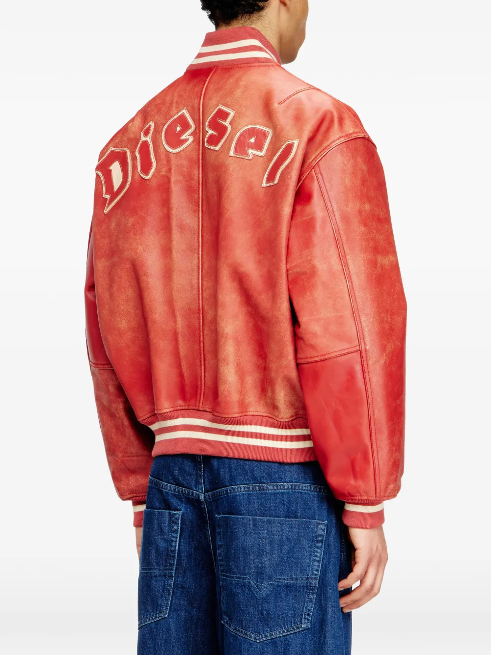 L-Difordi-20th striped-ribbed leather jacket