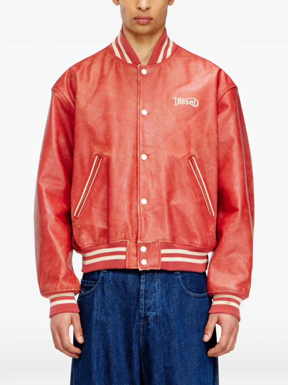 L-Difordi-20th striped-ribbed leather jacket