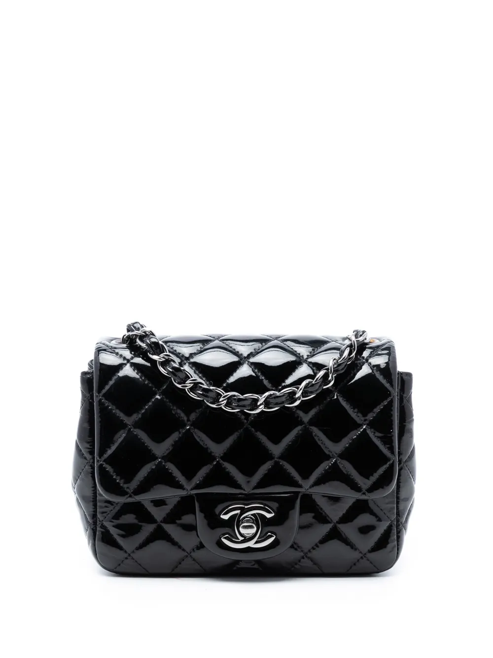 CHANEL Pre-Owned 2014 Mini Square Classic Patent Single Flap crossbody bag - Nero