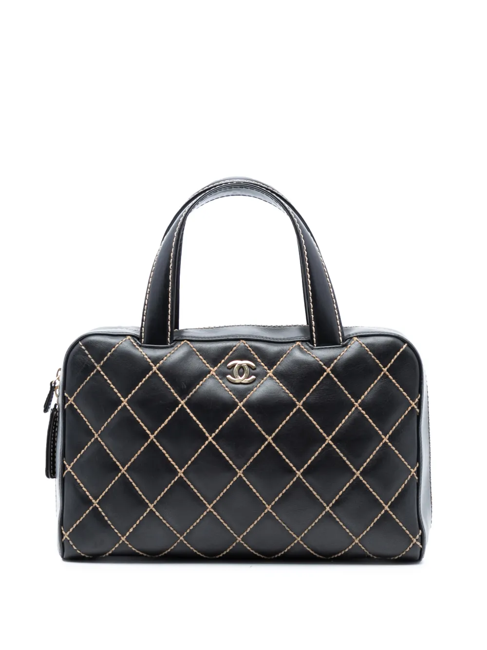 CHANEL Pre-Owned 2002-2003 CC Lambskin Wild Stitch handbag - Nero