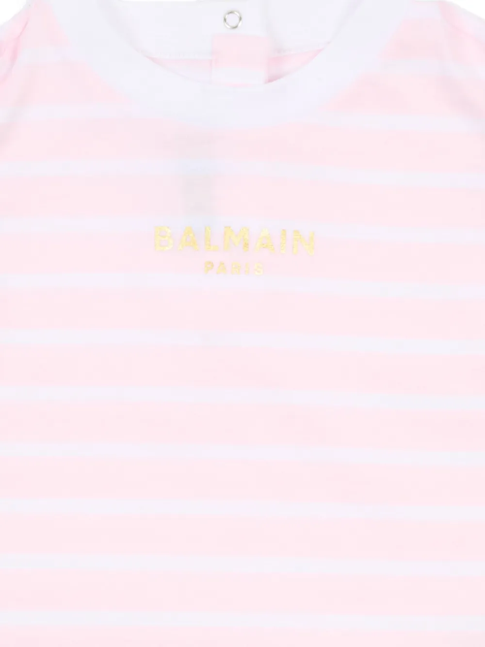 Balmain Kids Gestreept T-shirt met ruches Roze
