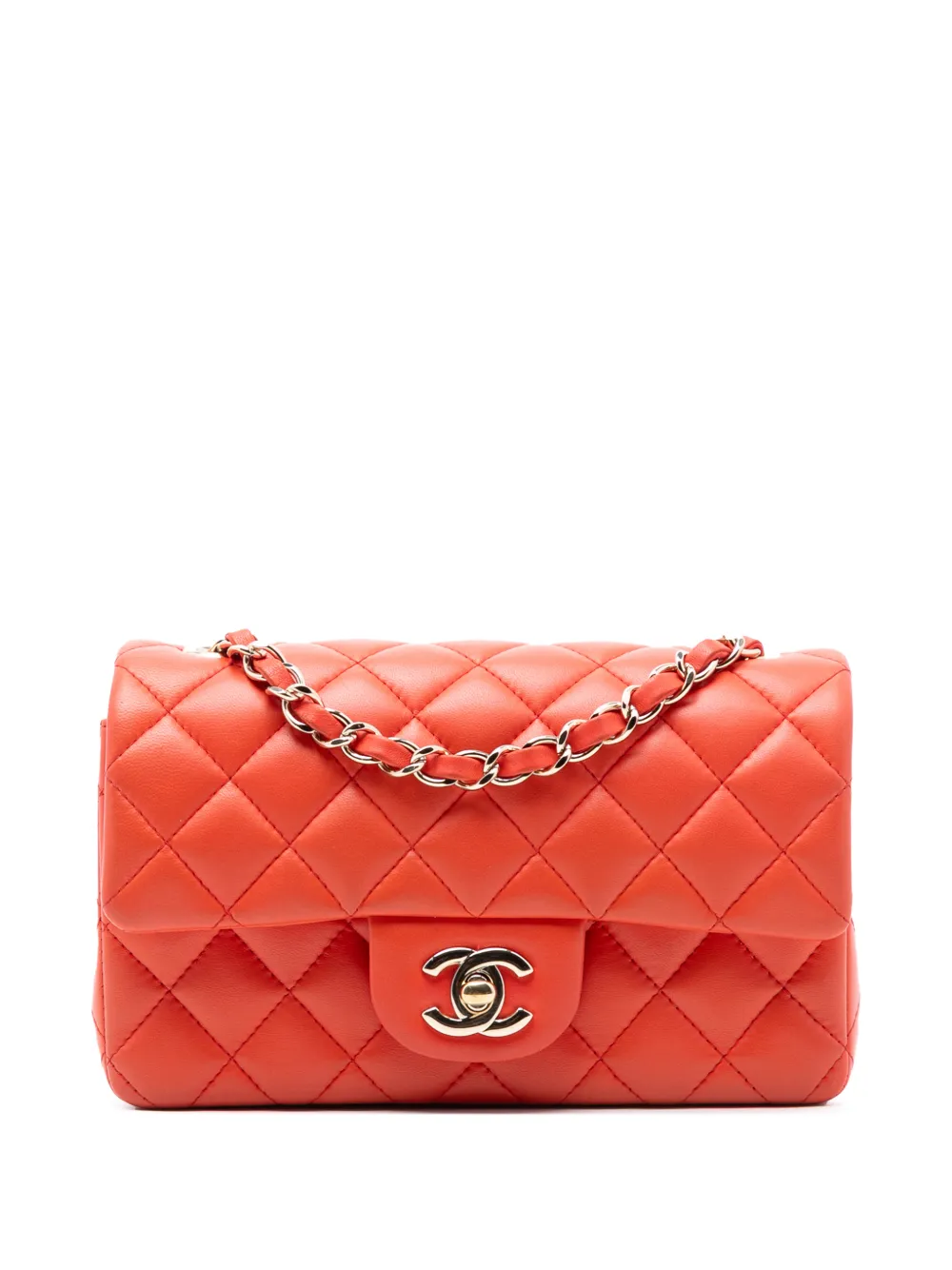 CHANEL Pre-Owned 2017-2018 Mini Rectangular Classic Lambskin Single Flap crossbody bag - Arancione
