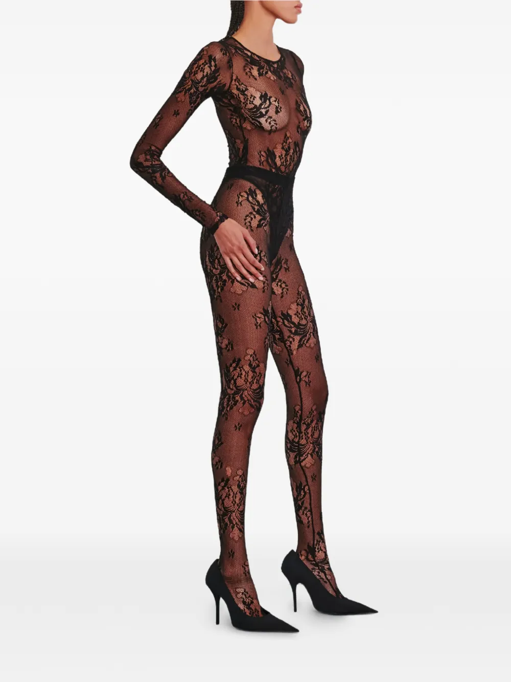 WARDROBE.NYC Body met bloemenkant Zwart