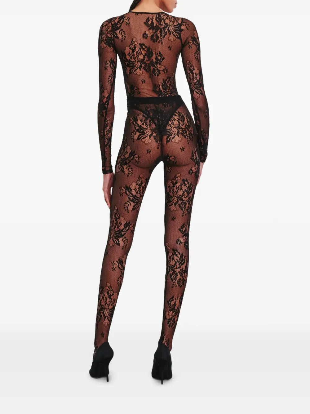 WARDROBE.NYC Body met bloemenkant Zwart