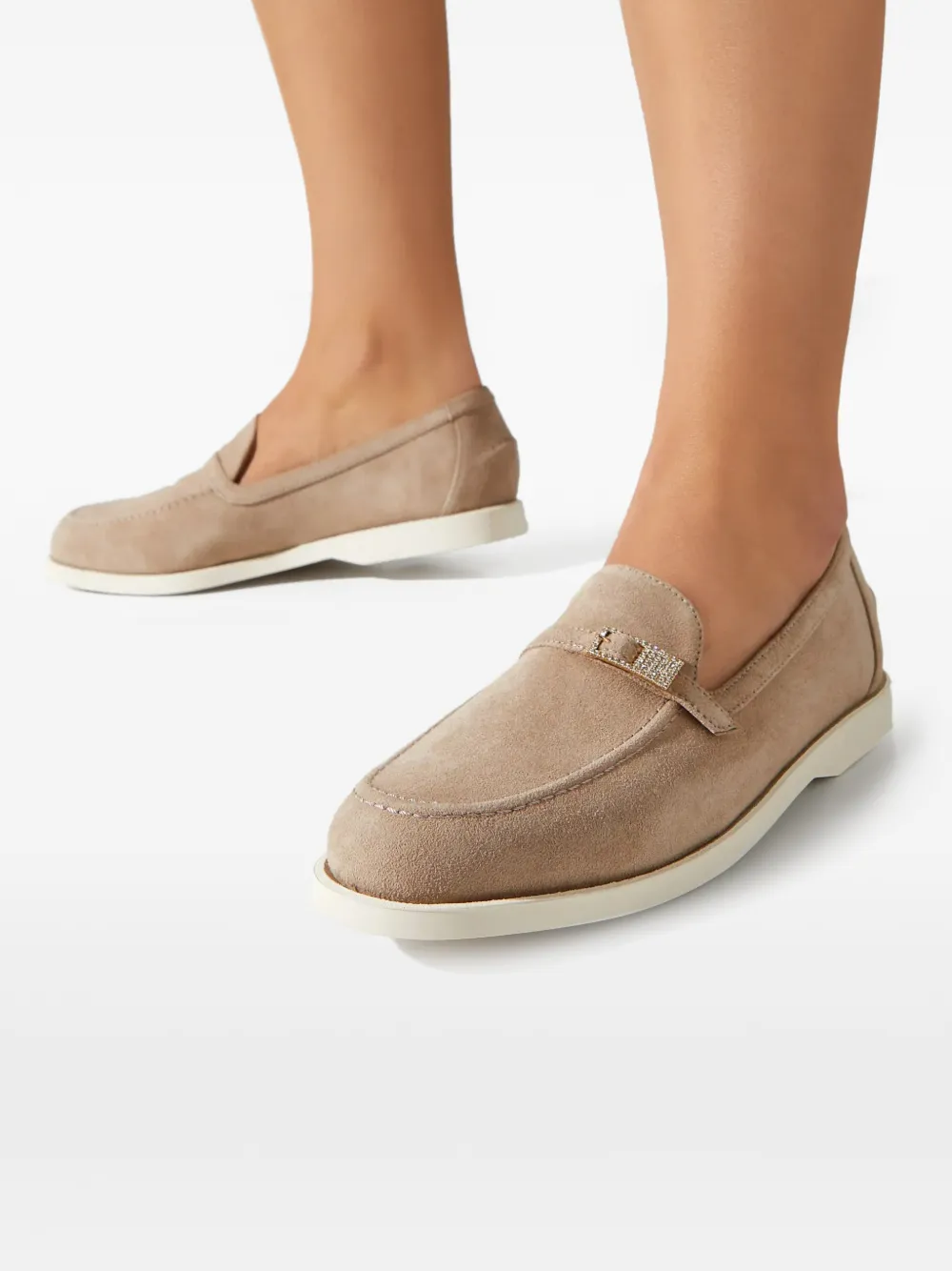 Le Silla Tower crystal-embellished strap loafers - Toni neutri