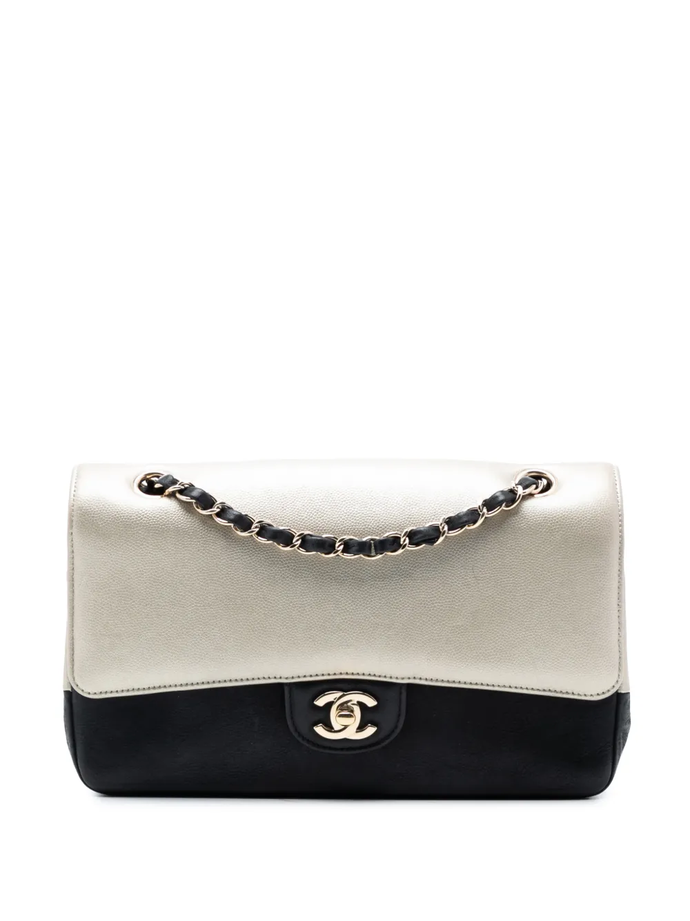 CHANEL Pre-Owned 2016-2017 Medium Classic Bicolor Caviar Double Flap shoulder bag - Nero