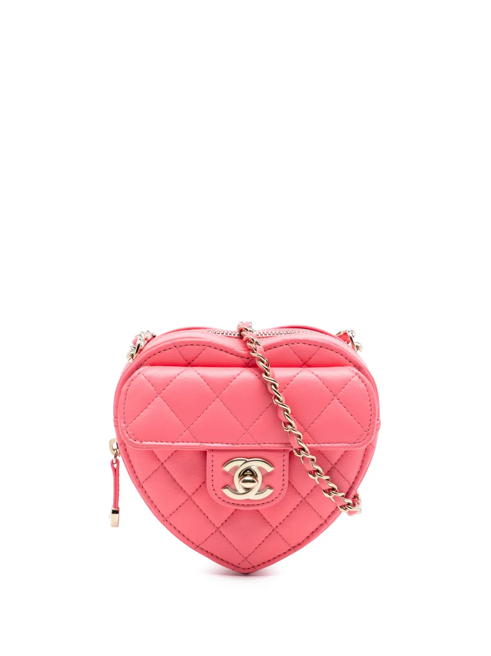 CHANEL Pre-Owned 2021 Mini Lambskin CC in Love Heart crossbody bag - Rosa