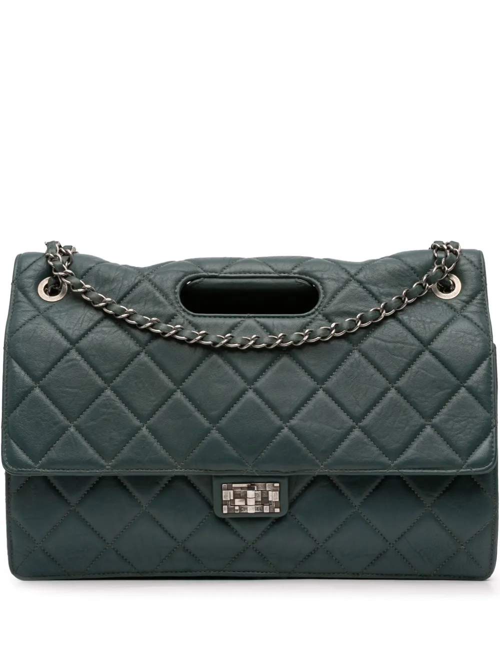 CHANEL Pre-Owned 2011 Paris Byzance Maxi Washed Lambskin Take Away Flap satchel - Blu