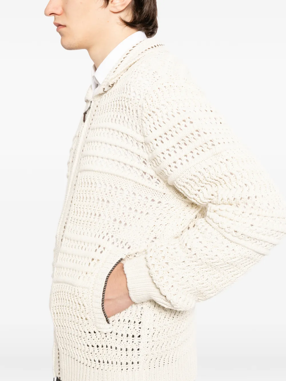 Canali Gebreid vest met rits Beige