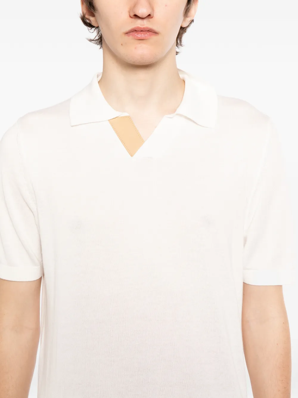 Canali Poloshirt met korte mouwen en open kraag Wit