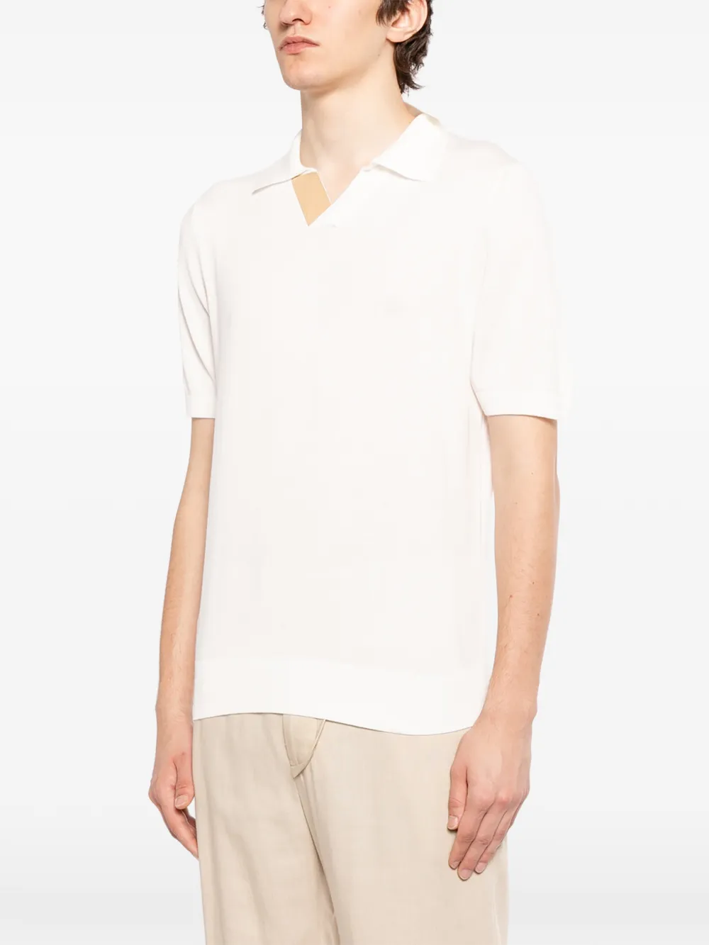 Canali Poloshirt met korte mouwen en open kraag Wit