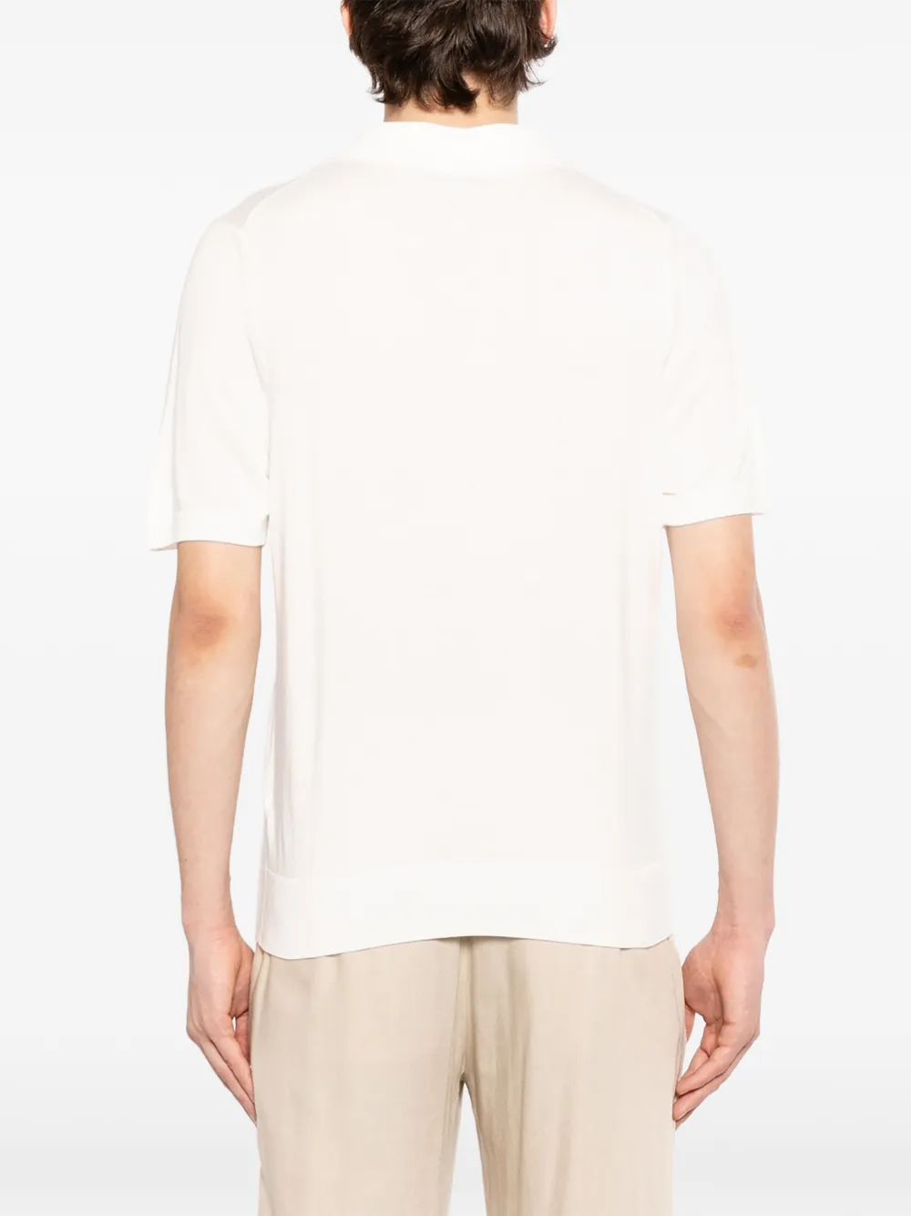 Canali Poloshirt met korte mouwen en open kraag Wit