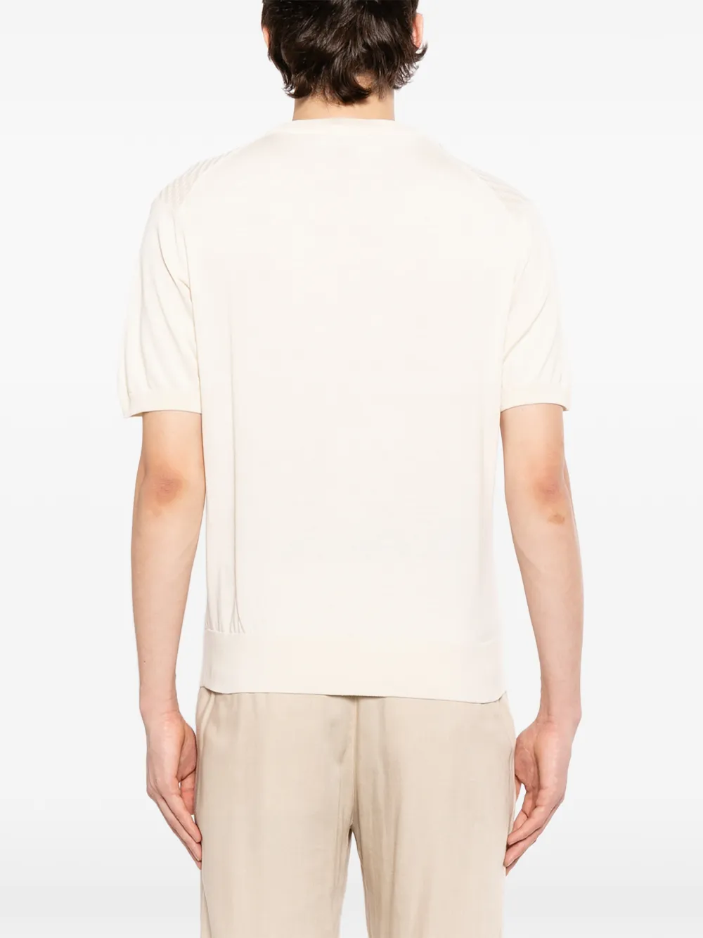 Canali Katoenen T-shirt met micro-structuur Wit
