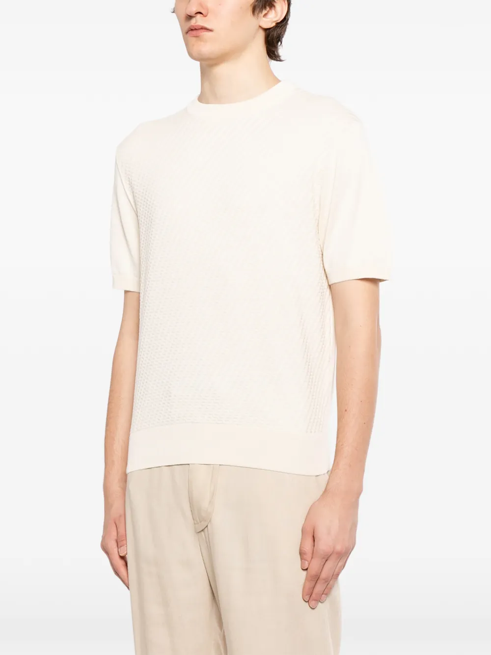 Canali Katoenen T-shirt met micro-structuur Wit
