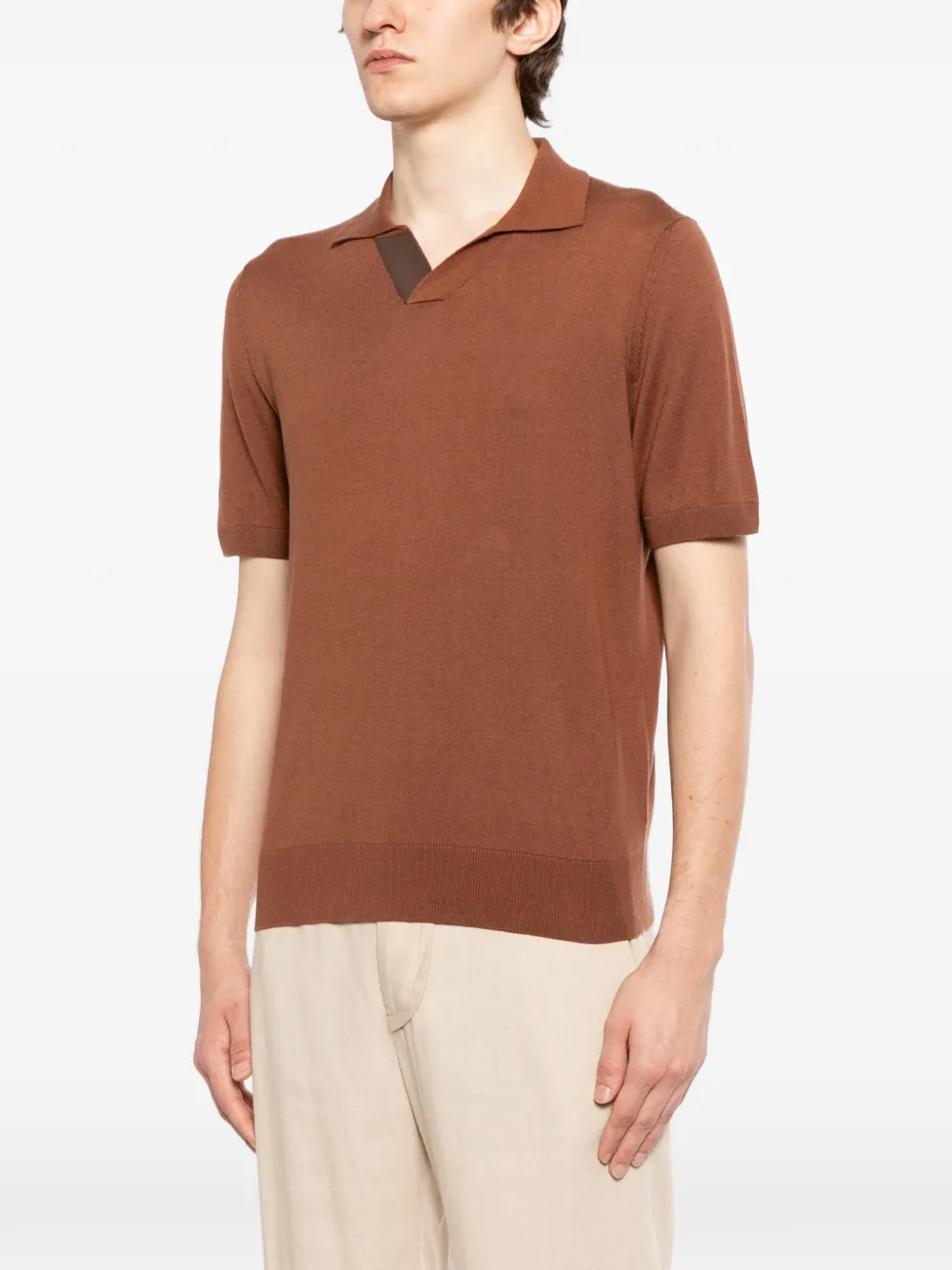 Short-Sleeve Open Collar Polo Shirt