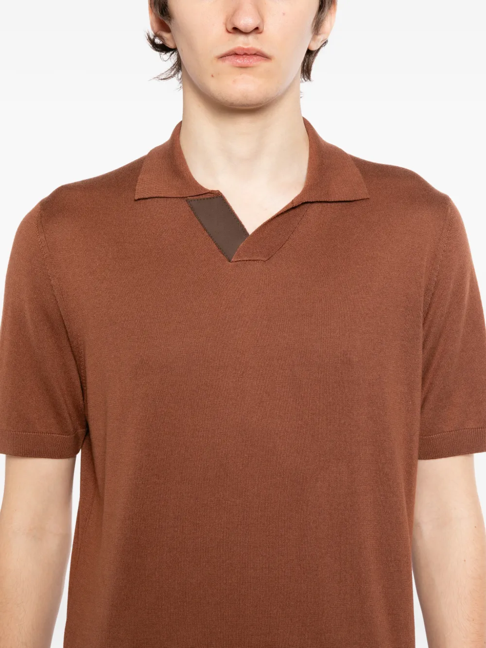 Short-Sleeve Open Collar Polo Shirt