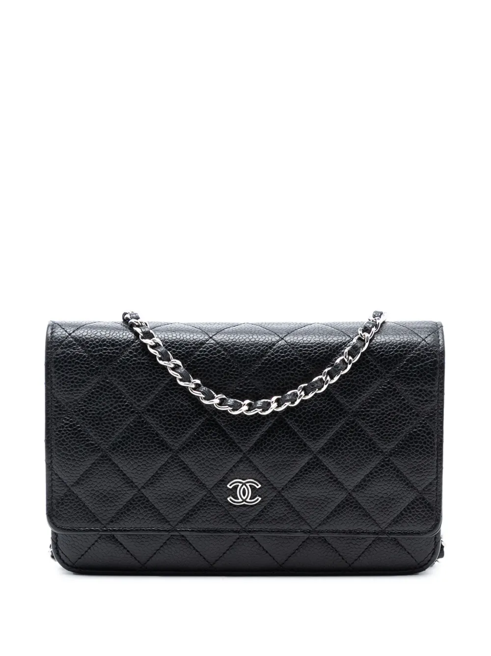 CHANEL Pre-Owned 2014-2015 CC Quilted Caviar Wallet on Chain crossbody bag - Nero