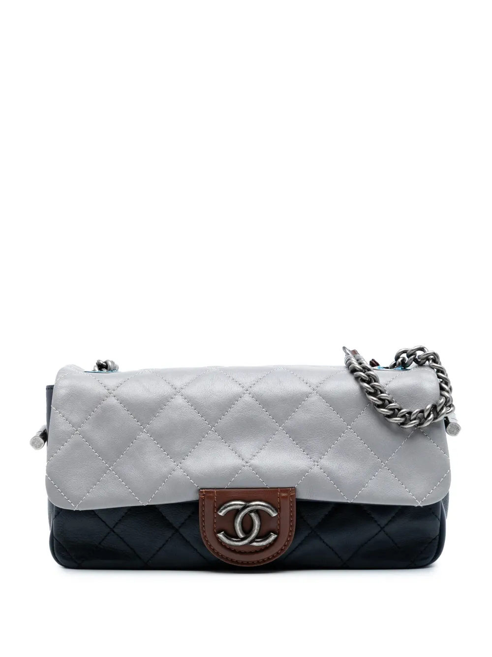 CHANEL Pre-Owned 2012 Medium Quilted Tricolor Lambskin Country Chic Flap shoulder bag - Blu