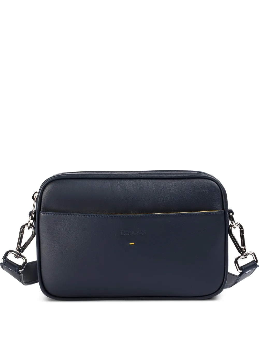 Doucal's logo-debossed leather messenger bag - Blu