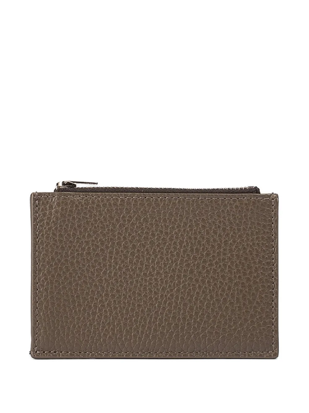 Doucal's mud leather zip card holder - Marrone