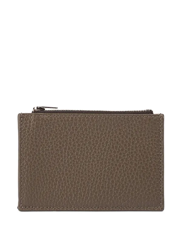 Doucal's Mud Leather Zip Card Holder in Brown