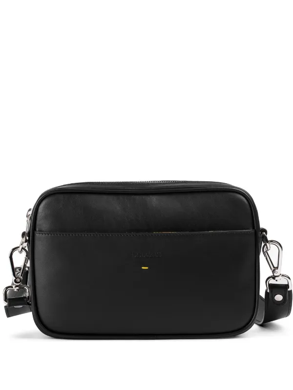 Doucal's Logo-debossed Leather Messenger Bag in Black