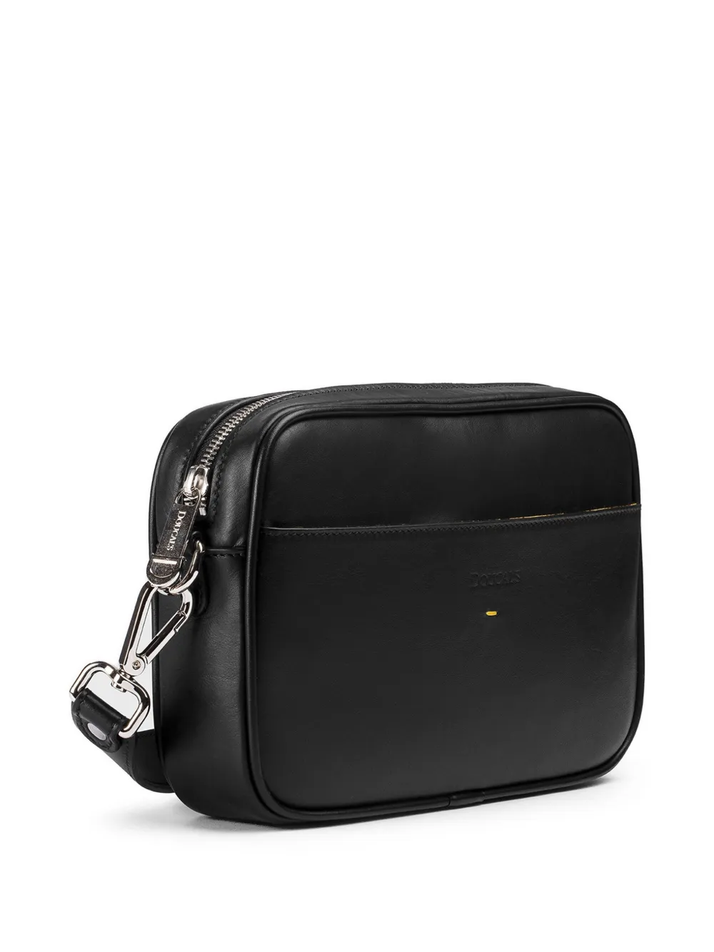 Doucal's Logo-debossed Leather Messenger Bag in Black, view 3
