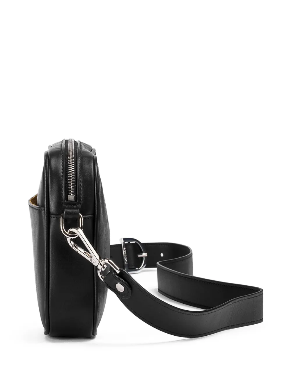 Doucal's Logo-debossed Leather Messenger Bag in Black, view 4