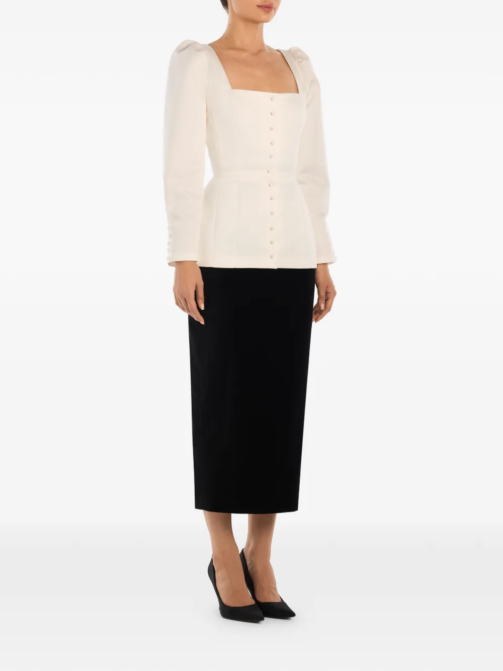  Post Meridiem Square-neck Top - Neutrals 