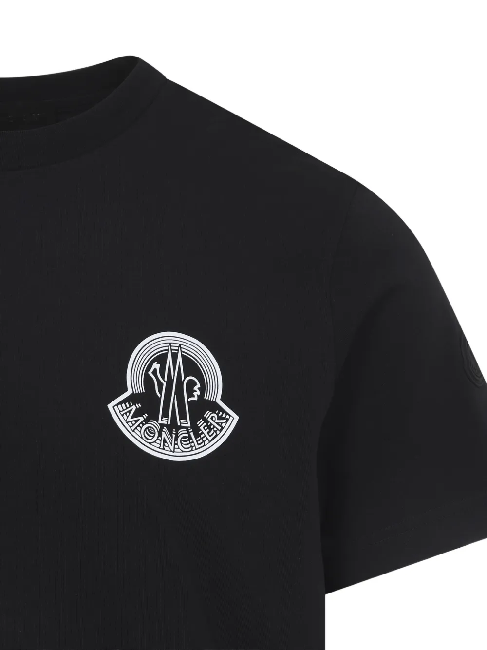 Moncler T-shirt met logopatch en contrasterende print Zwart